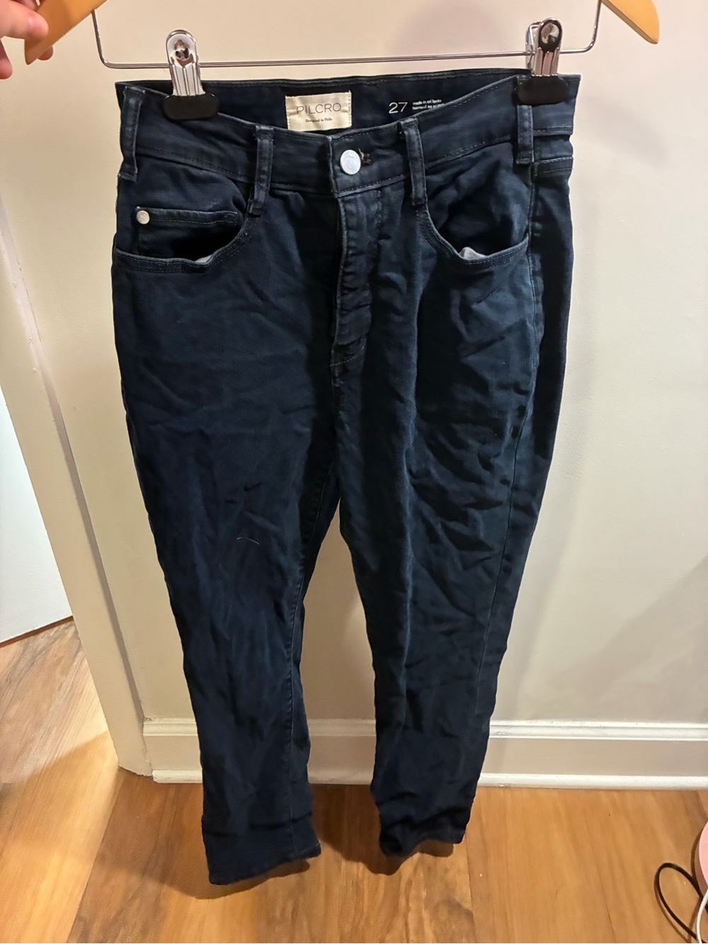 Pilcro Dark Navy High-Rise Skinny Jeans Anthropologie